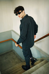 Men’s solid Dark blue fleece co-ord set WT23 tracksuit Vestoj