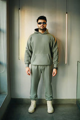 Men’s cgreen solid fleece co-ord set tracksuit Vestoj