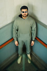 Men’s cgreen solid fleece co-ord set tracksuit Vestoj
