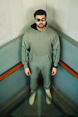 Men’s cgreen solid fleece co-ord set tracksuit Vestoj