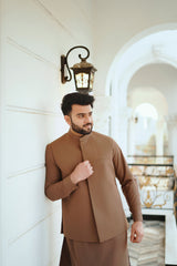 Classic Brown shalwar kameez with waistcoat
