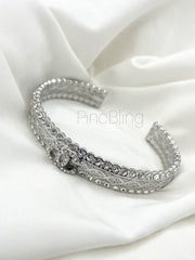 Silver Crystal Cuff Bracelet