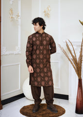 CLASSIC BROWN EMBROIDERY KURTA