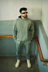 Men’s cgreen solid fleece co-ord set tracksuit Vestoj