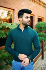 Greenish zipper rib Sweatshirt VESTOJ