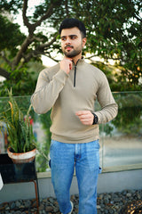 Beige zipper rib Sweatshirt VESTOJ