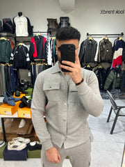 Men’s solid grey fleece co-ord set tracksuit Vestoj