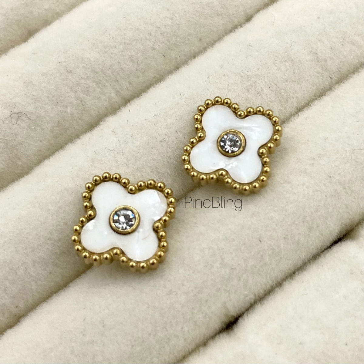 White Blossom Stud Earings