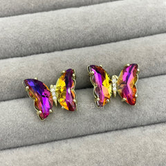 Butterfly ear stud crystal