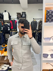 Men’s solid grey fleece co-ord set tracksuit Vestoj