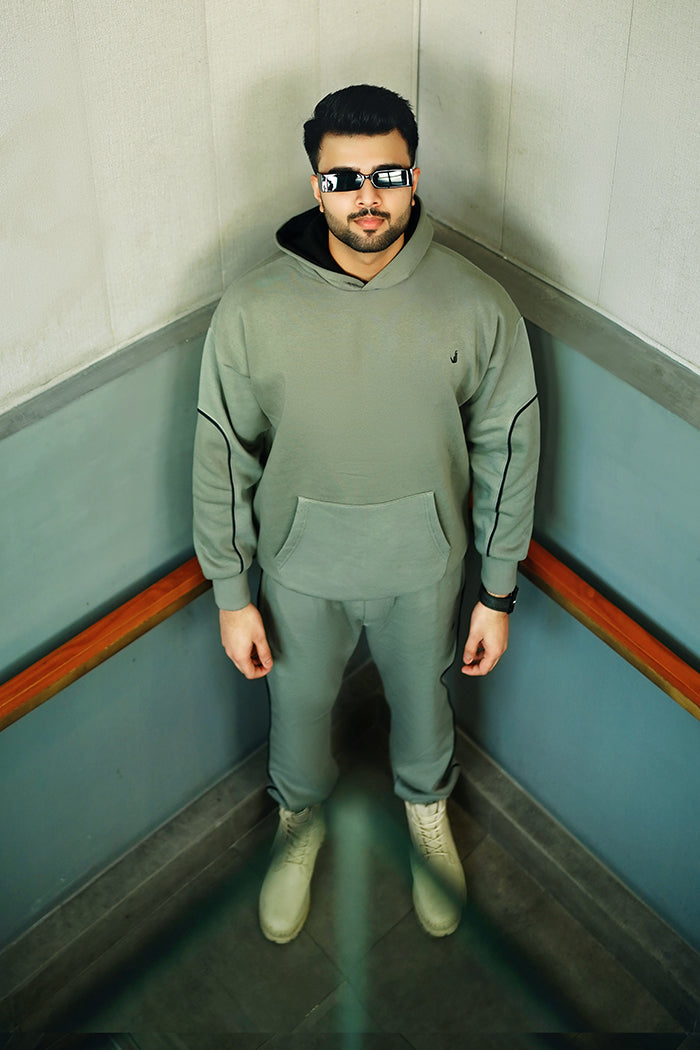 Men’s cgreen solid fleece co-ord set tracksuit