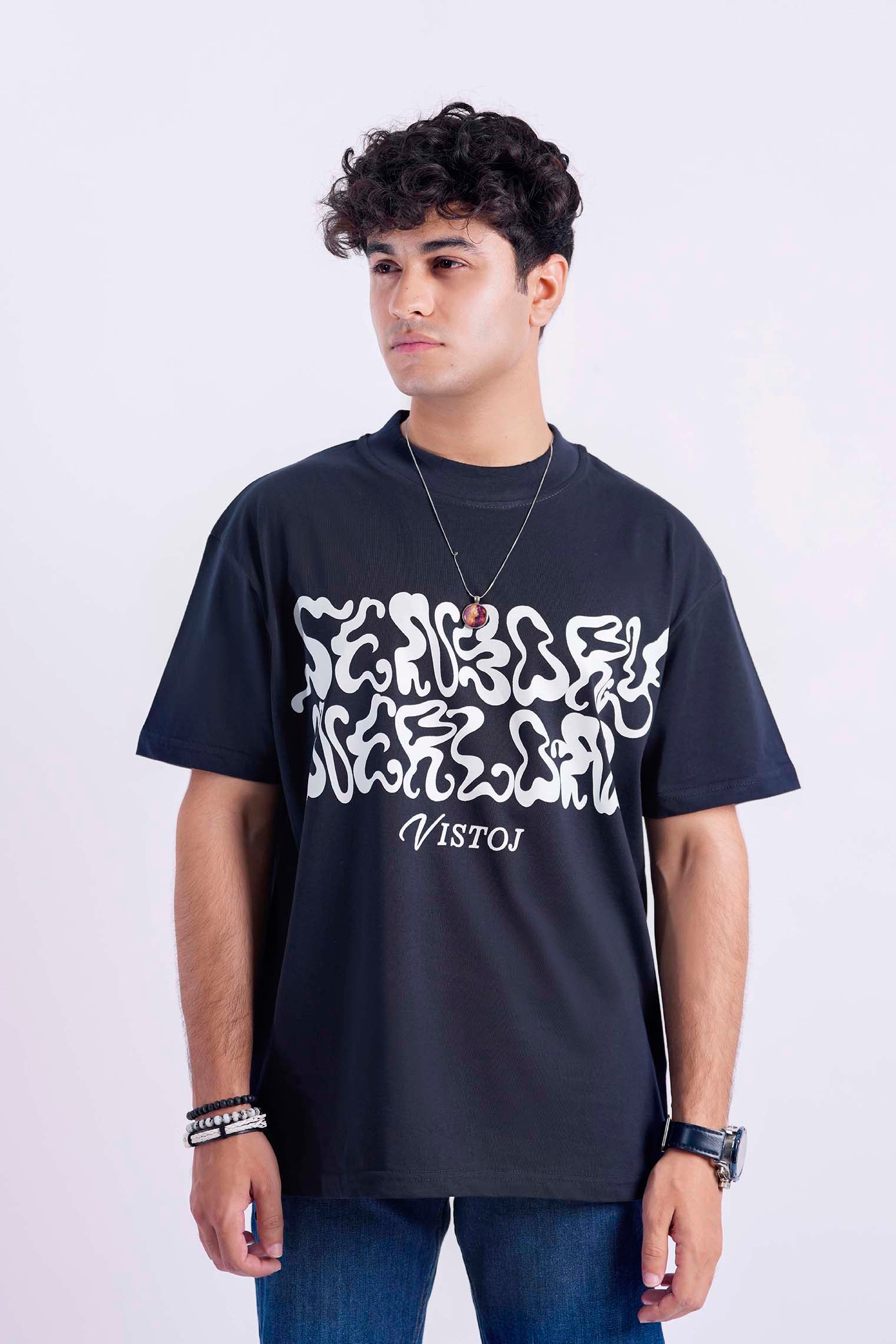 Navy Drop sholder  t shirt