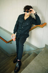 Men’s solid Dark blue fleece co-ord set WT23 tracksuit