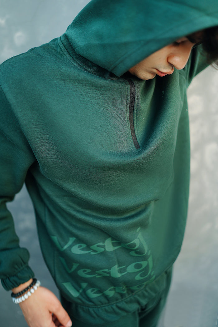 Men’s solid green fleece co-ord set tracksuit