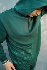 Men’s solid green fleece co-ord set tracksuit