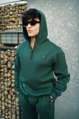Men’s solid green fleece co-ord set tracksuit