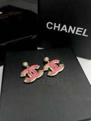 Pink Enamel Earrings