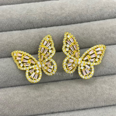 Butterfly ear stud zircon (pink)