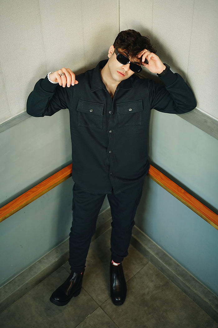Men’s solid Dark blue fleece co-ord set WT23 tracksuit