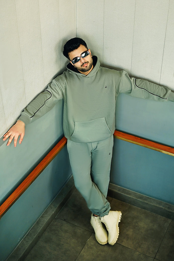 Men’s cgreen solid fleece co-ord set tracksuit