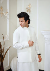 Classic off-white Shalwar kameez  with waistcoat