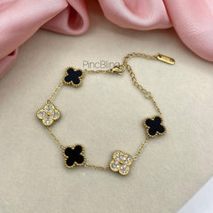 Black Clover & Diamond Panel Bracelet