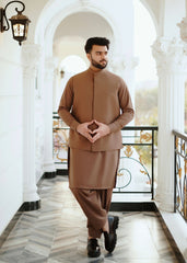 Classic Brown shalwar kameez with waistcoat