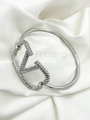 Silver V Initial Bracelet