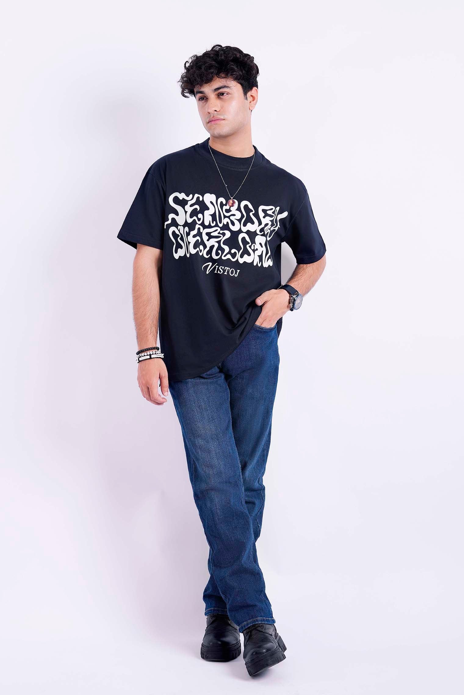 Navy Drop sholder  t shirt