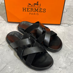 HERMES 'BLACK LEATHER HIGH QUALITY SLIDE