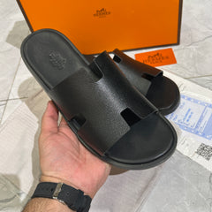 HERMES 'BLACK CALFSKIN LEATHER HIGH QUALITY SLIDE