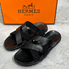 HERMES 'BLACK LEATHER HIGH QUALITY SLIDE