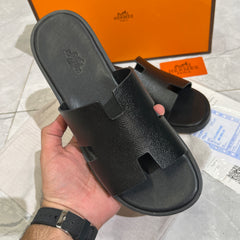 HERMES 'BLACK CALFSKIN LEATHER HIGH QUALITY SLIDE