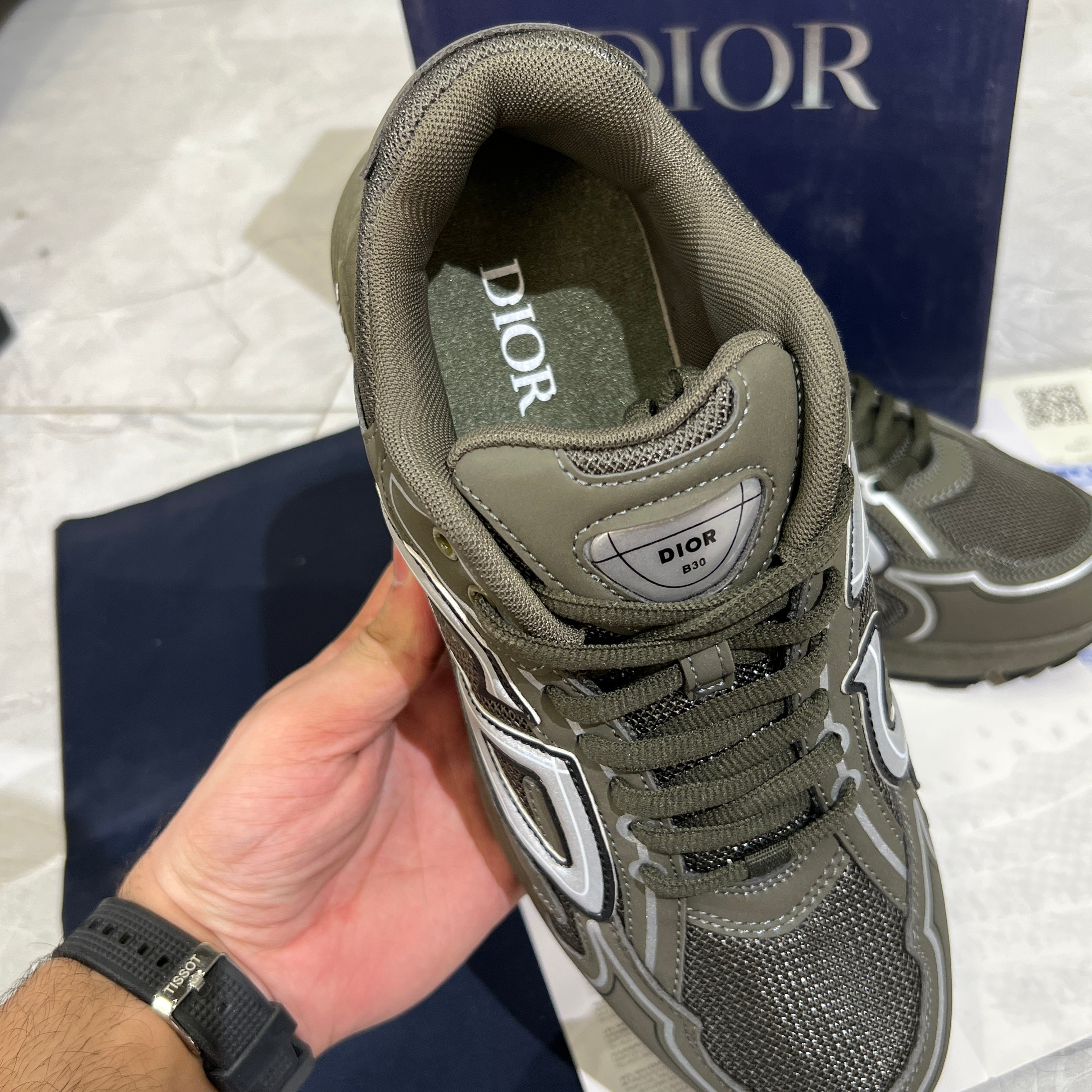 Dior 'B30 Olive Mesh and Technical Fabric Low Top SNEAKERS