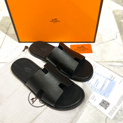 HERMES 'BLACK CALFSKIN LEATHER HIGH QUALITY SLIDE