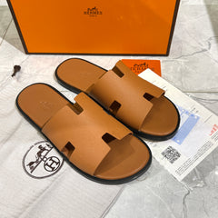 HERMES 'BROWN CALFSKIN LEATHER HIGH QUALITY SLIDE