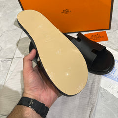 HERMES 'BLACK LEATHER HIGH QUALITY SLIDE