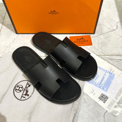 HERMES 'BLACK LEATHER HIGH QUALITY SLIDE