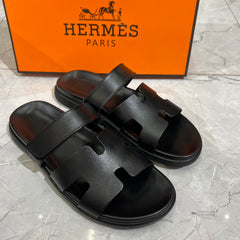 HERMES 'BLACK LEATHER HIGH QUALITY SLIDE