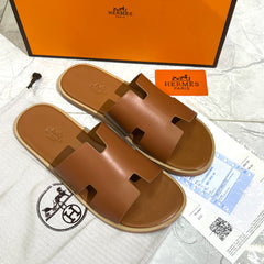 HERMES 'BROWN LEATHER HIGH QUALITY SLIDE