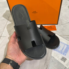 HERMES 'BLACK LEATHER HIGH QUALITY SLIDE