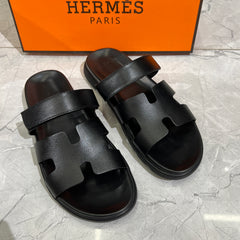 HERMES 'BLACK LEATHER HIGH QUALITY SLIDE